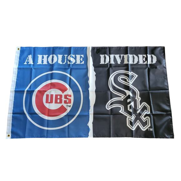 A House Divided Chicago Cubs White Sox Flag Banner New 3x5 Ft Mancave Garage - Picture 3 of 6